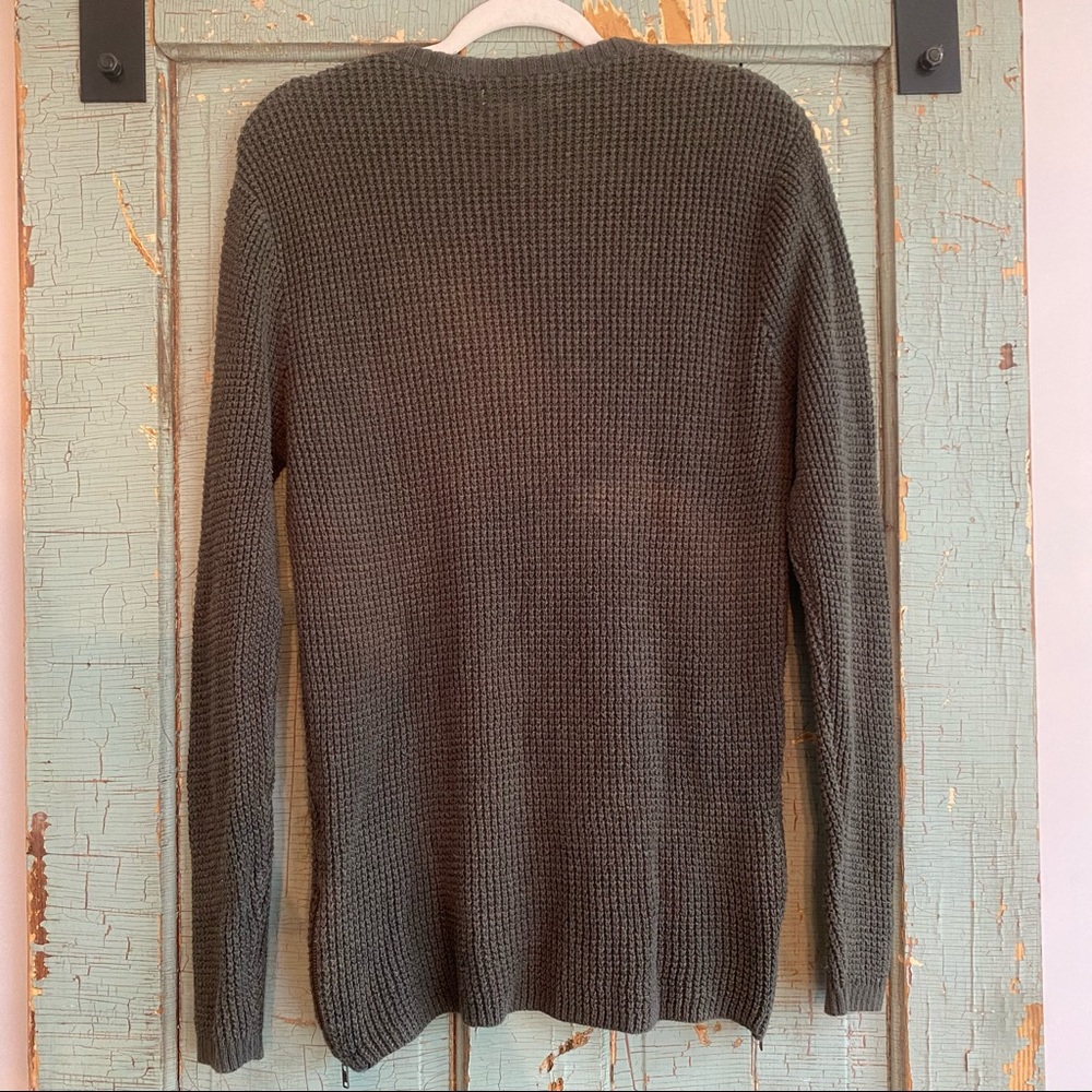 The Rail Olive Green Knit Side Zip Crew Neck Sweater - Picture 6 of 6